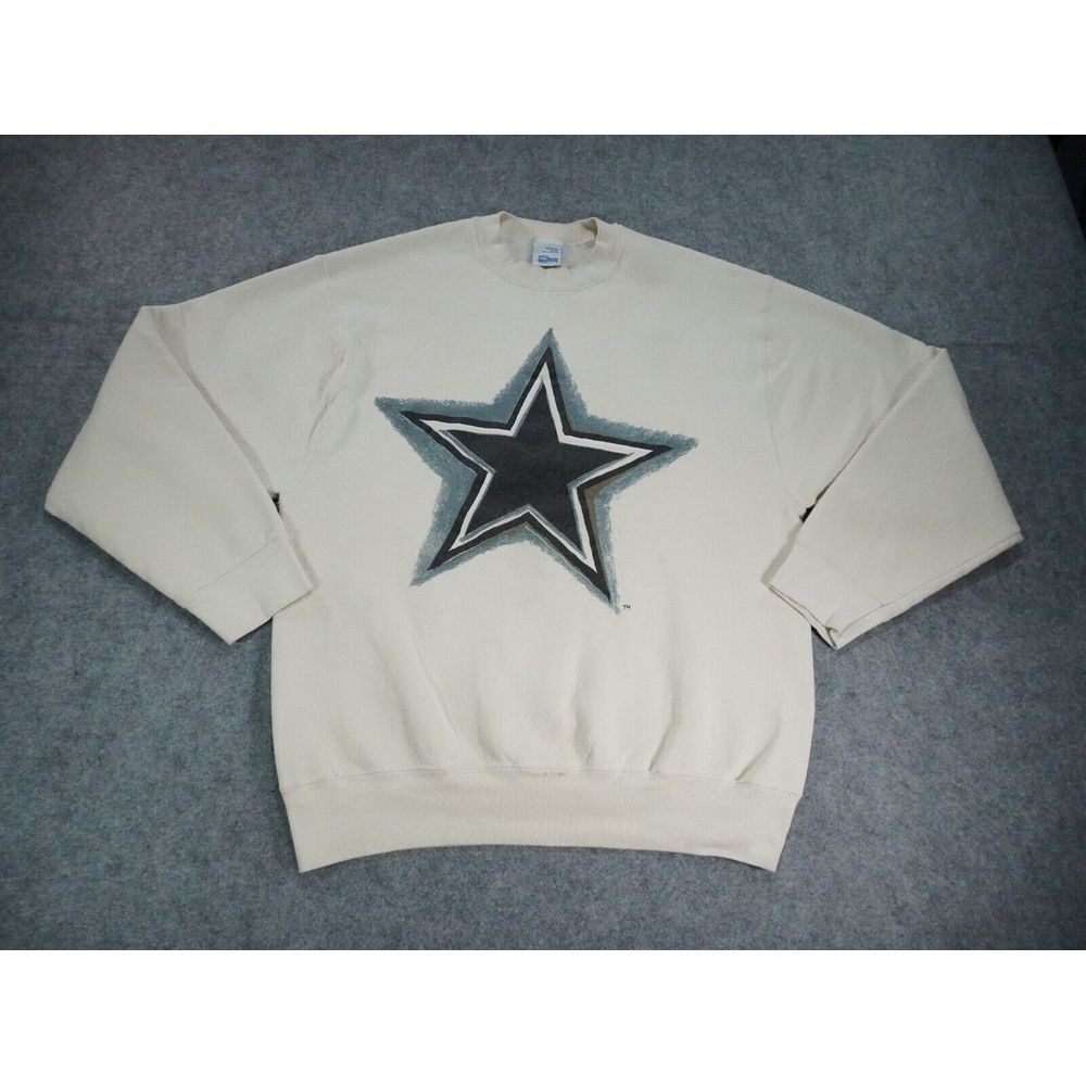 Vintage Salem Sportswear Sweatshirt Mens Large Beige Crew Neck Dallas Cowboys‎